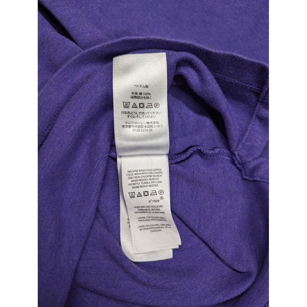 Polo Ralph Lauren Mens‎ XL Custom Slim Fit Purple Shirt Green Logo Short Sleeve - Picture 9 of 14